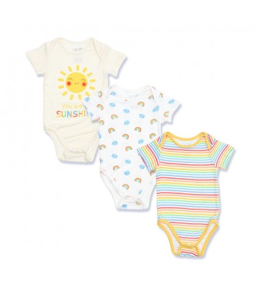 Not Too Big Happy Weather Bamboo Short Sleeve Bodysuits 3 Pack (0-3M)