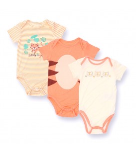 Not Too Big Tiger Bamboo Short Sleeve Bodysuits 3 Pack (0-3M)
