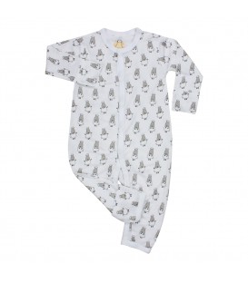 Baa Baa Sheepz - Small Sheep White Bamboo Romper (built-in mittens and booties)