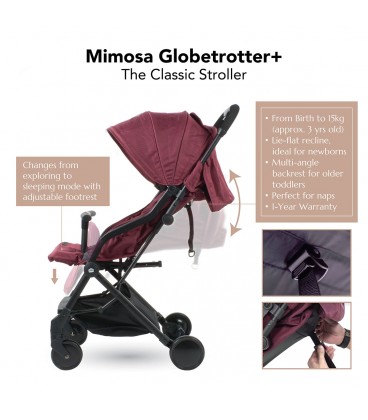 Mimosa Globetrotter+ Travel Stroller (Maroon)