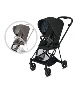Cybex Mios Black Frame with Seat Pack - Manhattan Grey And Deep Black