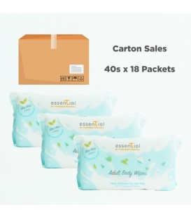 ESSENTIAL BY TMC MILKY SOFT ADULT BODY WIPES (40S) 1 CARTON 18 PACKETS