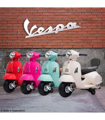 Vespa GTS Mini Electric Ride-On Kids Scooter - Cream white