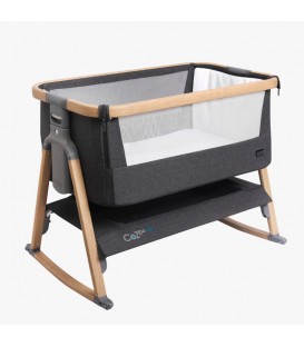 Tutti Bambini Cozee Air Bedside Crib With Rocking Feet - Oak/Liquorice