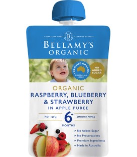 Bellamy's Organic Raspberry, Blueberry & Strawberry in Apple Puree 120g