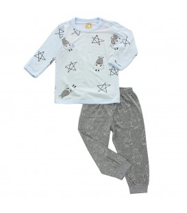 Baa Baa Sheepz Pyjamas Set Big Star SheepzPink + Big Sheepz Grey Pants (0-6m)