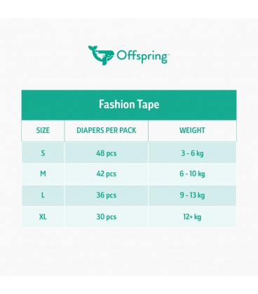 OFFSPRING Fashion Tape Pants Diapers (M) 42pcs