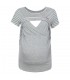 DooDooMooky Maternity & Nursing T-Shirt Small Doo Doo Mooky Face Stripe Grey & White with Grey